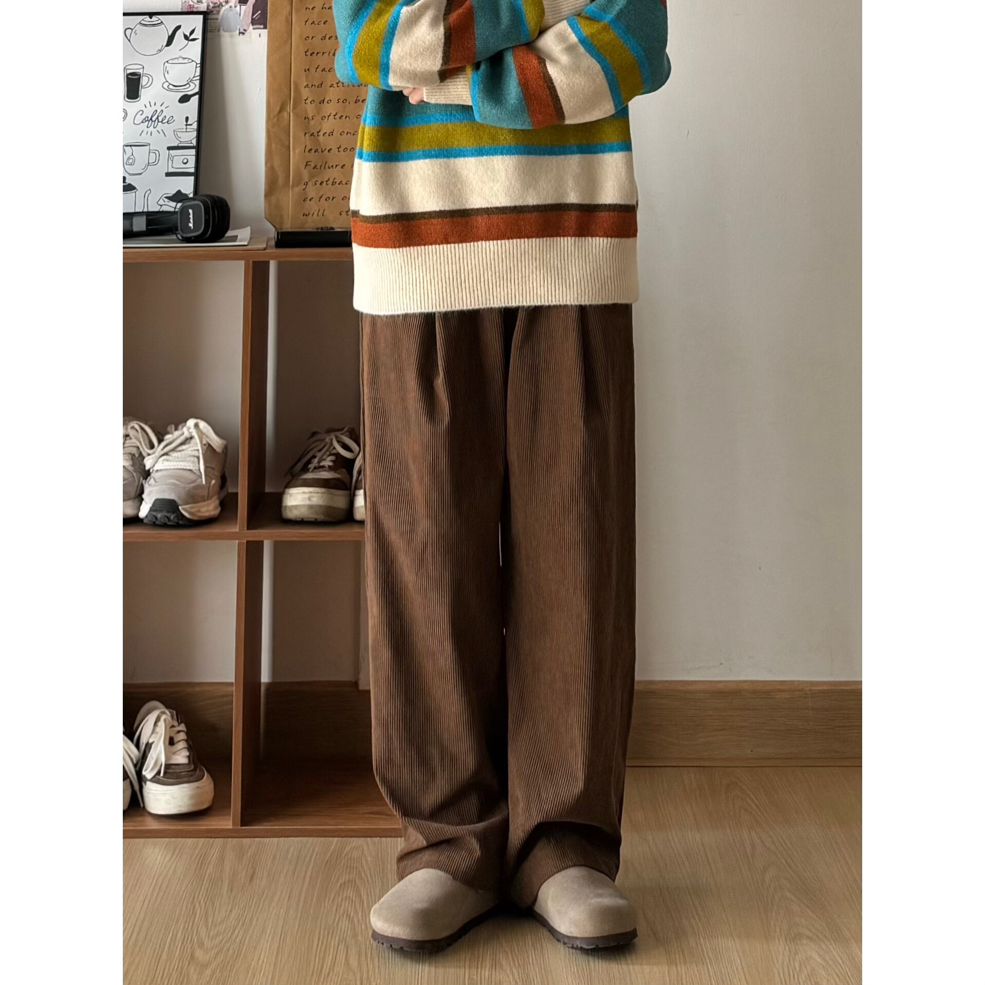 氛围感无性别灯芯绒宽松阔腿裤