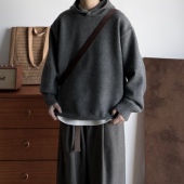 BUTQIU日系复古秋冬宽松连帽针织衫 男女氛围感百搭短款 毛衣外套