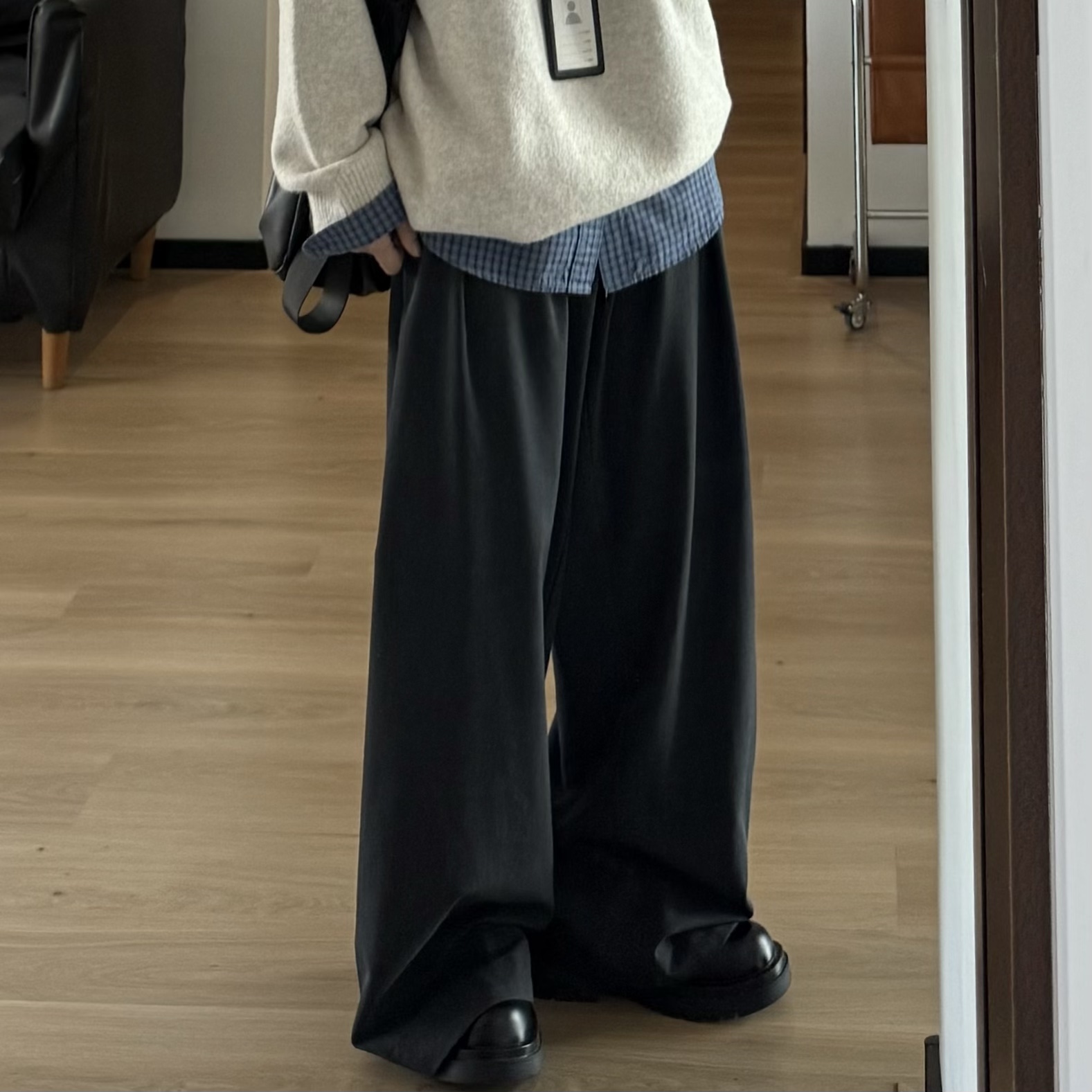 BUTQIU日系宽松垂感排扣西裤