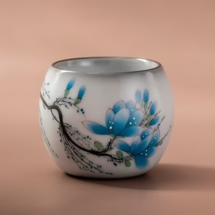 铁骨王文玉兰龙蛋杯厚胎厚釉汝窑手绘陶瓷品茗杯家用茶具泡茶杯