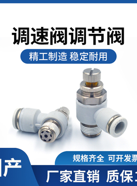 SL可调节流阀气管快速气动接头PSA调速阀PA4-M5 6/8/10/12/01/02