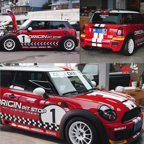 迷你MINIF56车贴拉花cooper sR55 R60 F54侧裙改装赛车引擎盖贴纸