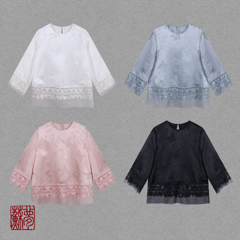 {苏梦}【云深不知处】蕾丝边圆领上衣0302185