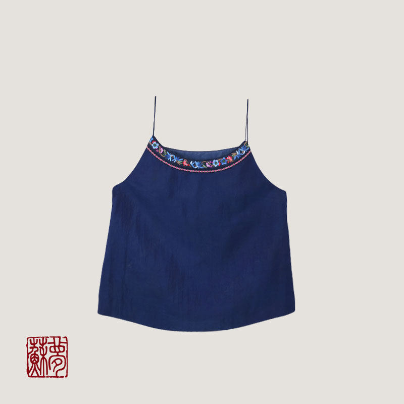 {苏梦}【夏日专享】香云纱手绣肚兜吊带中式百搭0104443