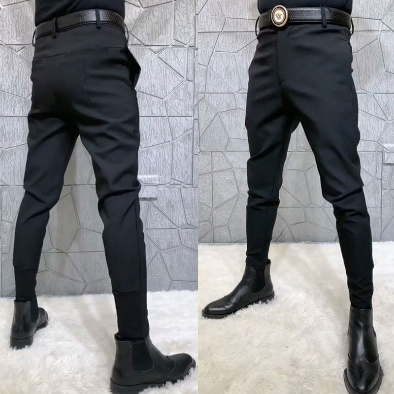 男裤春秋冬时尚品牌经典商务百搭修身黑色小腿裤韩式男士休闲裤
