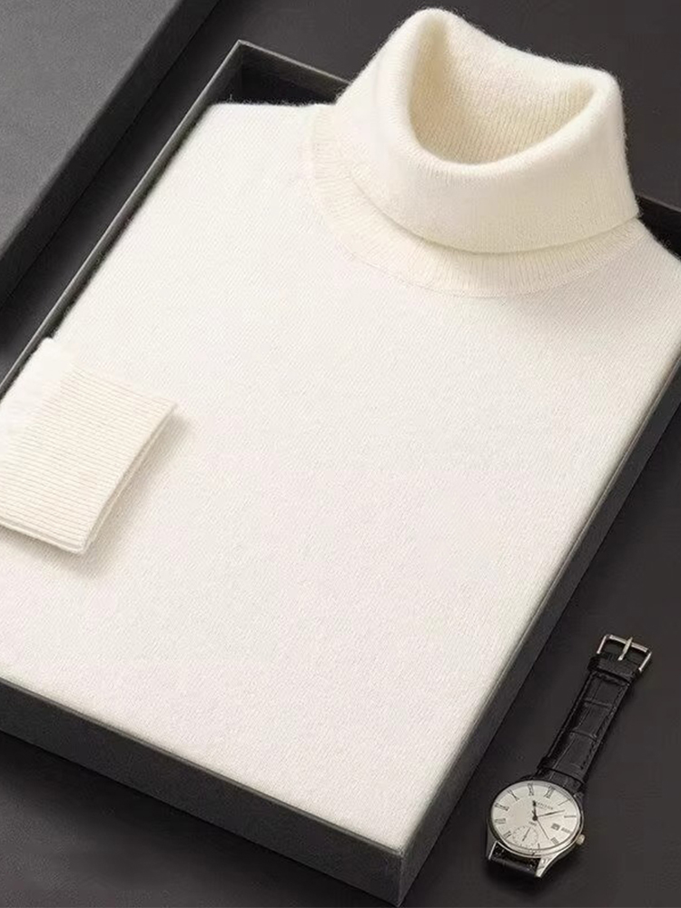 开司米毛衣男士冬季trbottom品牌高底商务休闲加厚保暖羊毛衫半高