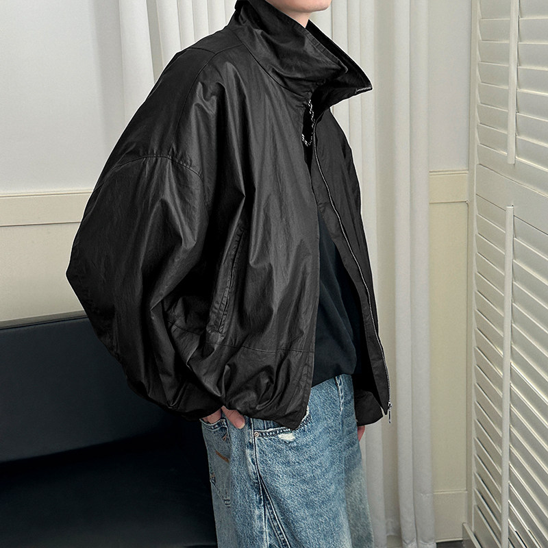 美式黑色夹克外套男士秋冬季2025新款潮牌痞帅加厚休闲立领棉服