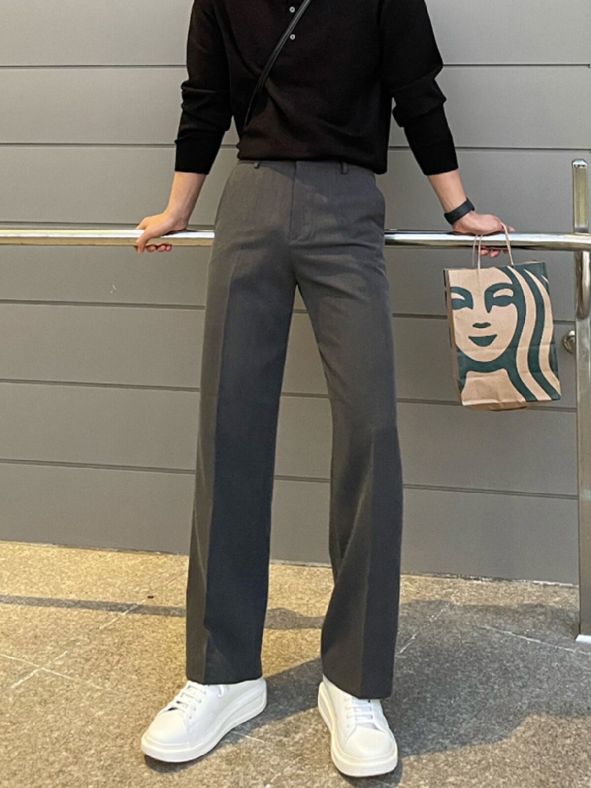高级感灰色西裤男士春秋季潮牌痞帅韩版休闲裤宽松百搭直筒长裤子