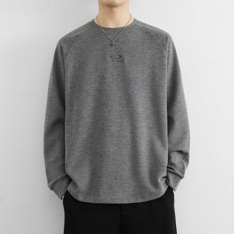 德绒圆领卫衣男士秋冬季2025新款潮牌高级感宽松内搭纯色长袖T恤