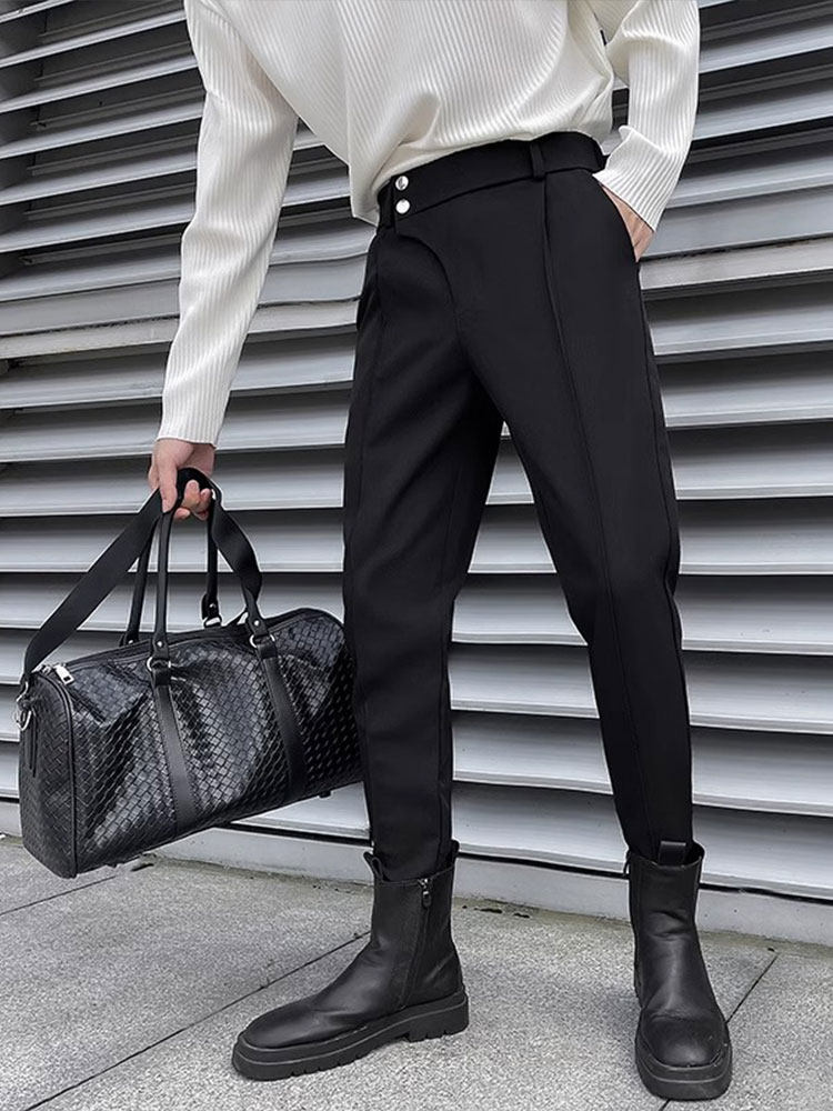 搭配马丁靴的黑色西裤男士春秋季韩版潮牌痞帅百搭修身小脚休闲裤