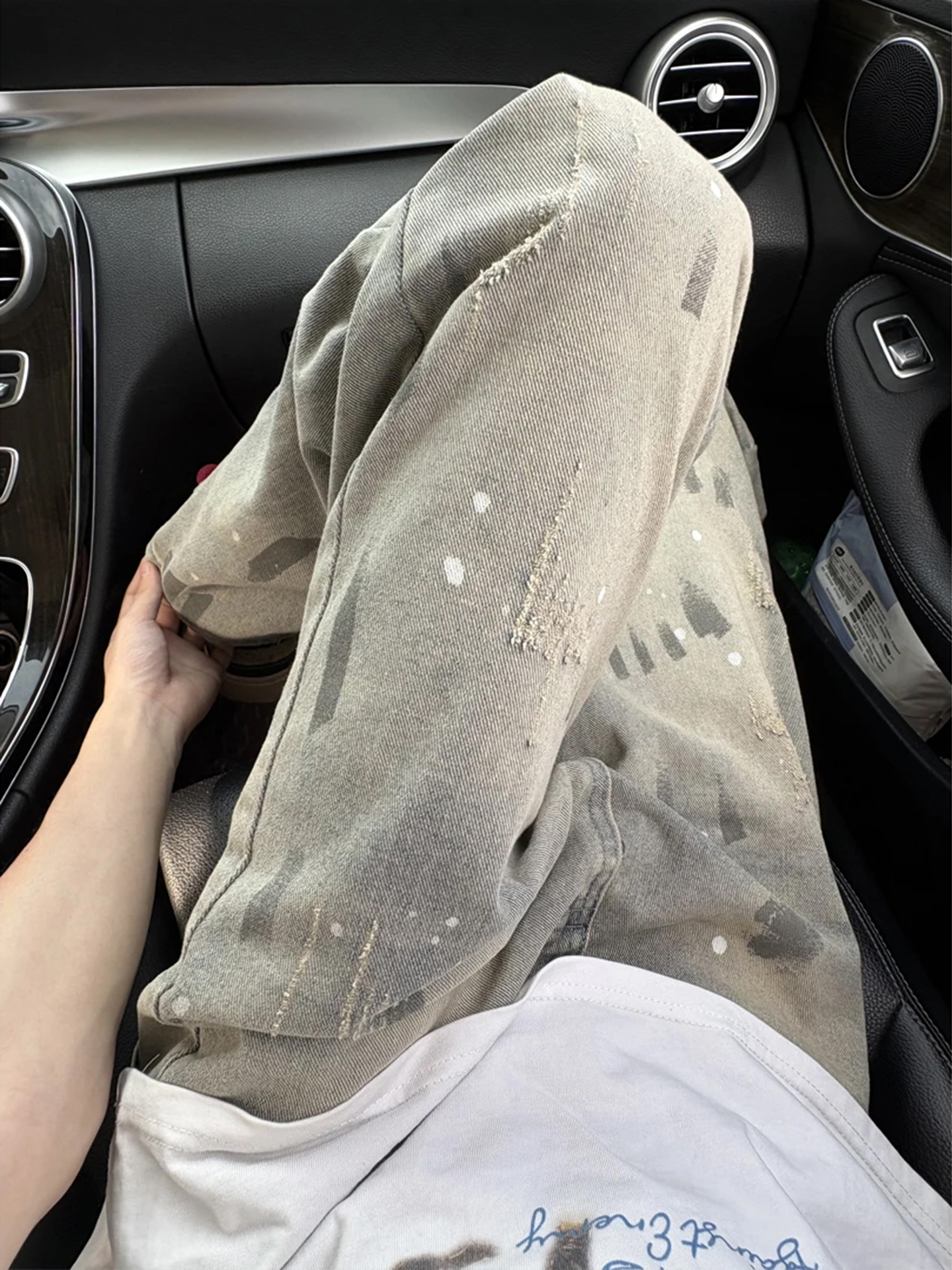 美式泼墨扎染牛仔裤男款春秋季潮牌水洗做旧覆古宽松休闲直筒裤子