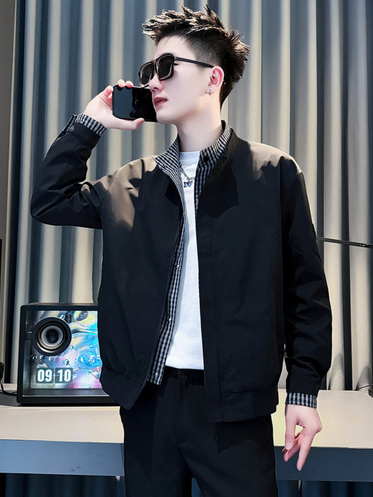 假两件外套男士春秋季2025新款潮牌痞帅男装上衣服高级感立领夹克
