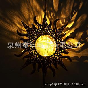 现货太阳能灯太阳风铃月亮风铃铁艺太阳草坪灯景观灯投影灯庭院灯