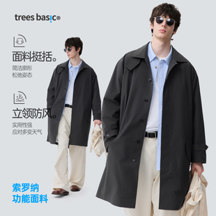 warmtrees支线TreesBasic索罗娜持久保型防水长款 风衣条纹布内里