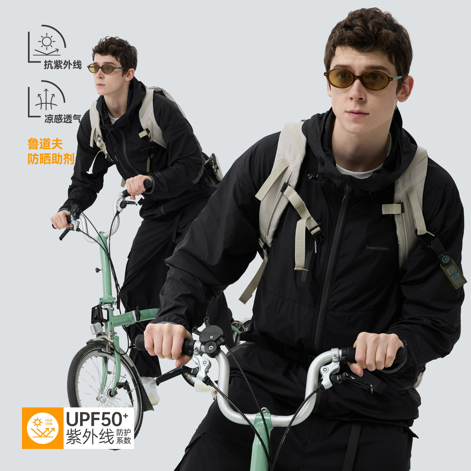 TreesOutside2025夏款复古拼接防泼水鲁道夫防晒UPF50+防晒衣外套,男装,时尚防晒服,淘宝优惠券,粉丝福利购,淘宝优惠卷