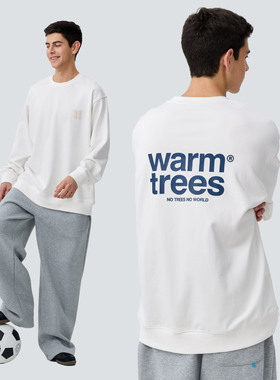 warmtrees经典款绣花标后背双行logo圆领卫衣