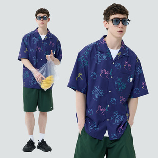 衬衫 自由之鸽棕榈树度假休闲古巴领短袖 新款 warmtrees2025夏季