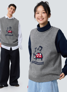 warmtrees树树脆脆乐园瓢虫毛线马甲2025新款秋冬毛衣