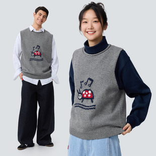 warmtrees树树脆脆乐园瓢虫毛线马甲2025新款 秋冬毛衣