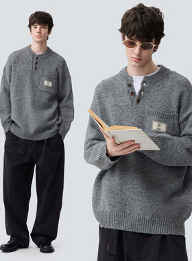 warmtrees15周年限定款半开领长袖毛衣灰色2025新款毛衣男女款