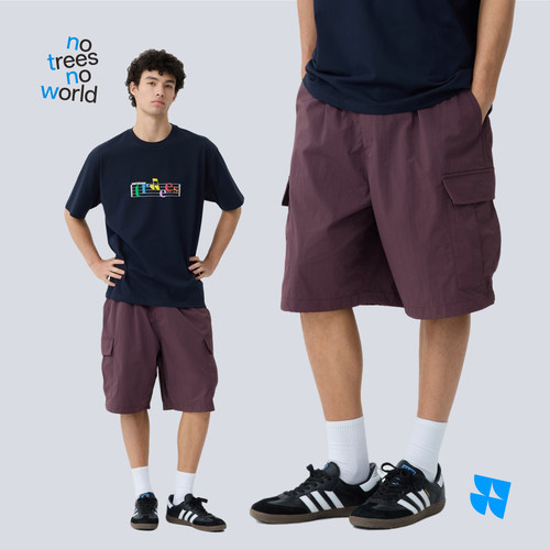 warmtrees抽绳日系机能工装短裤