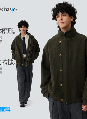 TreesBasic高智感通勤立领廓形毛呢夹克男女秋冬外套2025新款