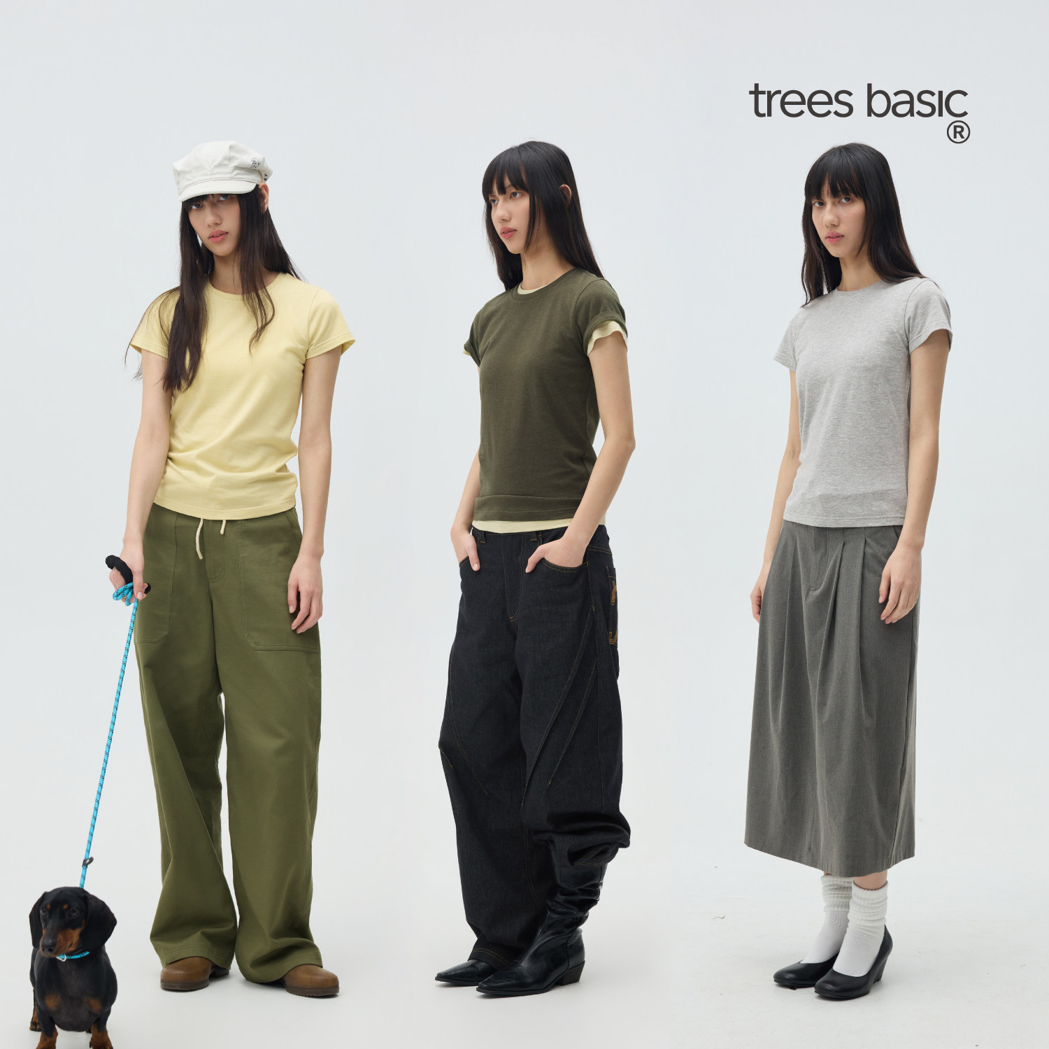 TreesBasic正肩棉麻宽松基础短袖T恤2026年新款夏季女款纯色短袖