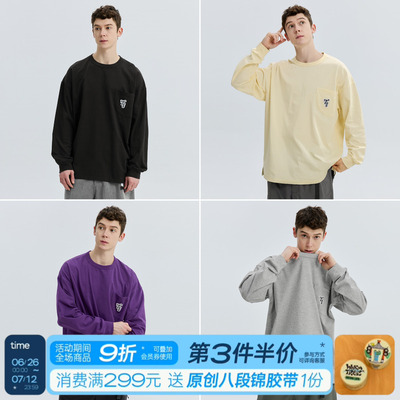 WARMTREES2025SS 半角贴袋TREES绣标长袖T恤