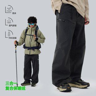 裤 TreesOutside秋冬复合保暖绒防泼水软壳徒步长裤 户外休闲工装