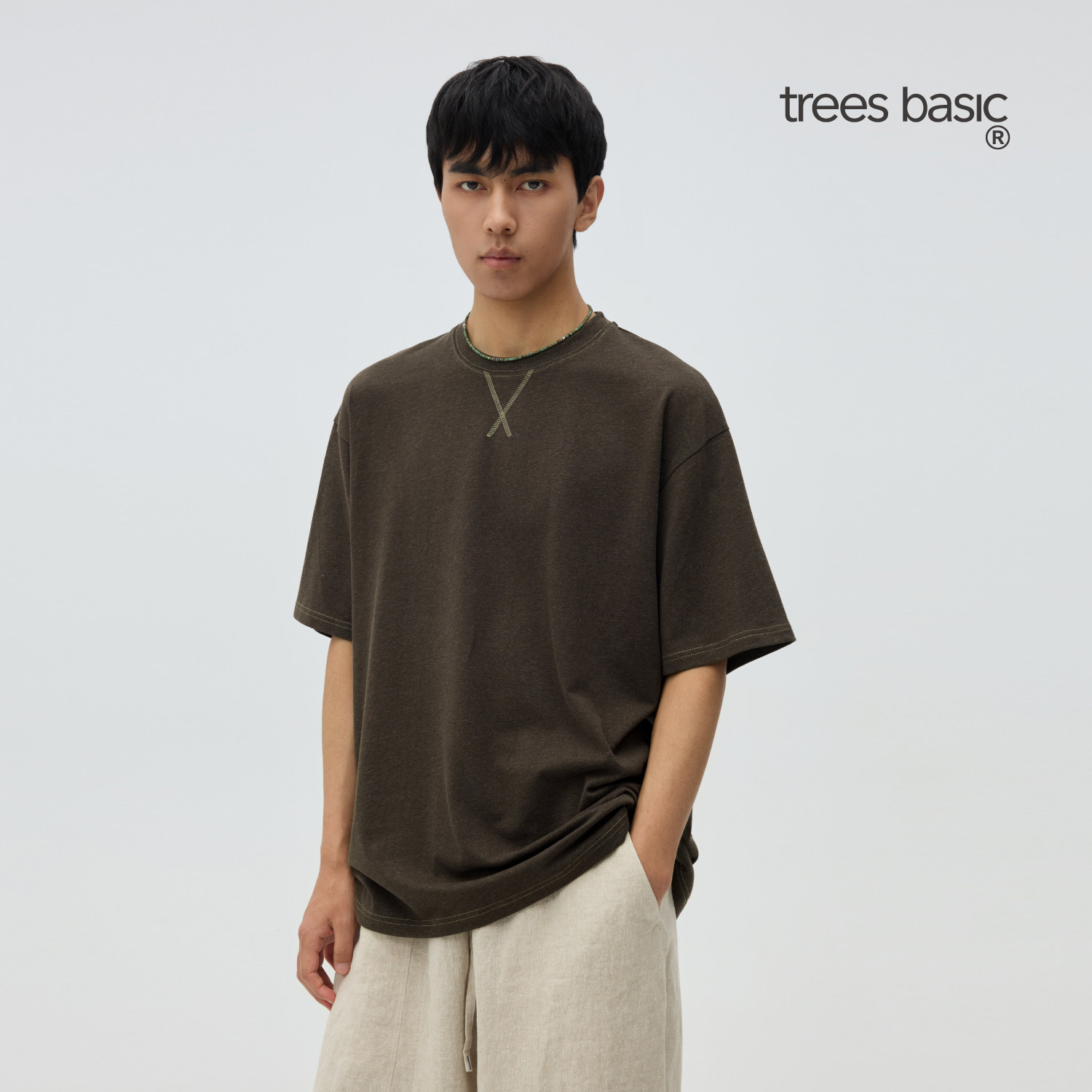 TreesBasic男士2026年新款relax宽松落肩亚麻来塞