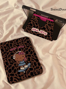 豹纹黑皮猫咪360旋转iPadAir7/6保护套2025新款适用苹果iPad11保护壳平板第10代Pro11寸Air5带笔槽mini7女款