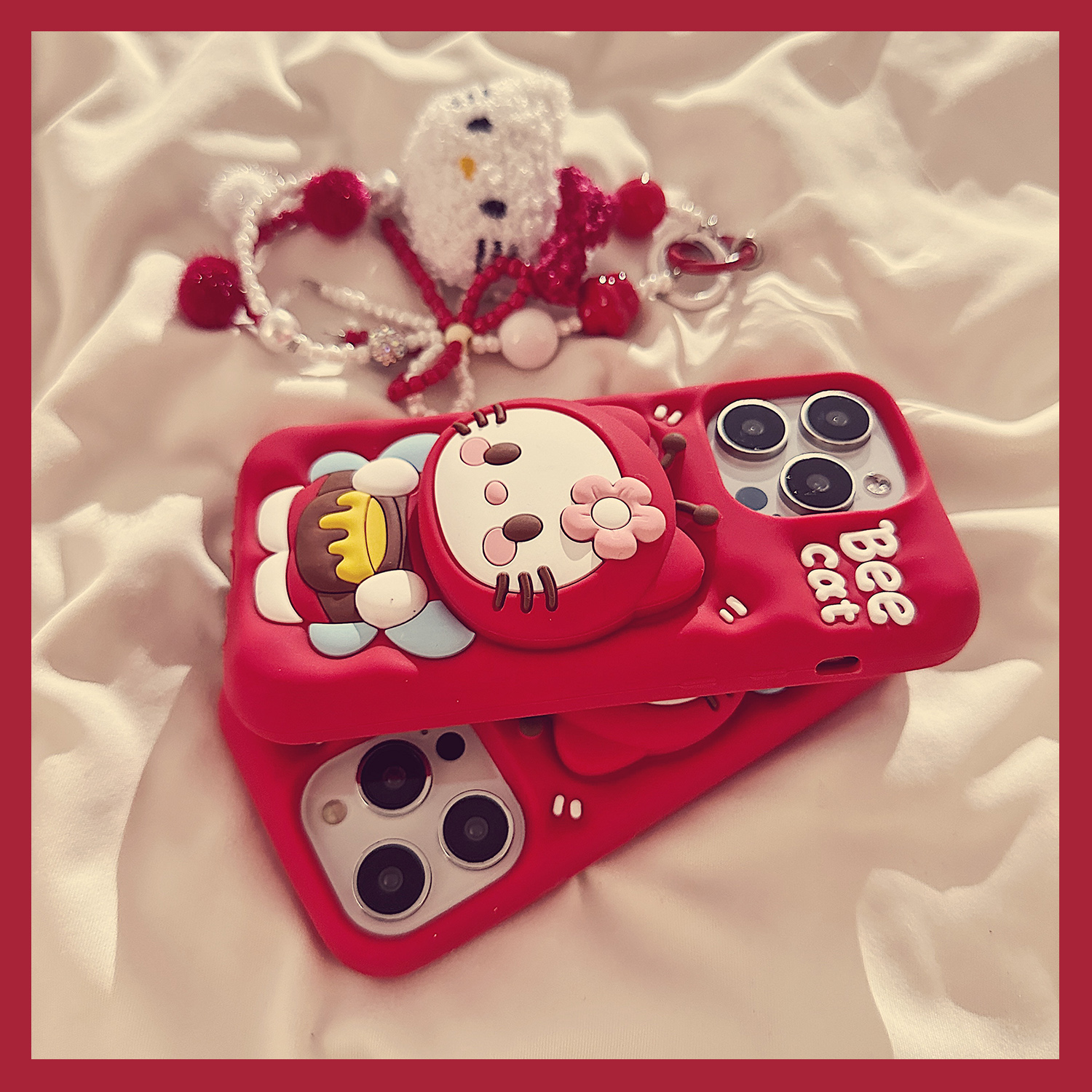 蜜蜂KT猫支架适用苹果16手机壳