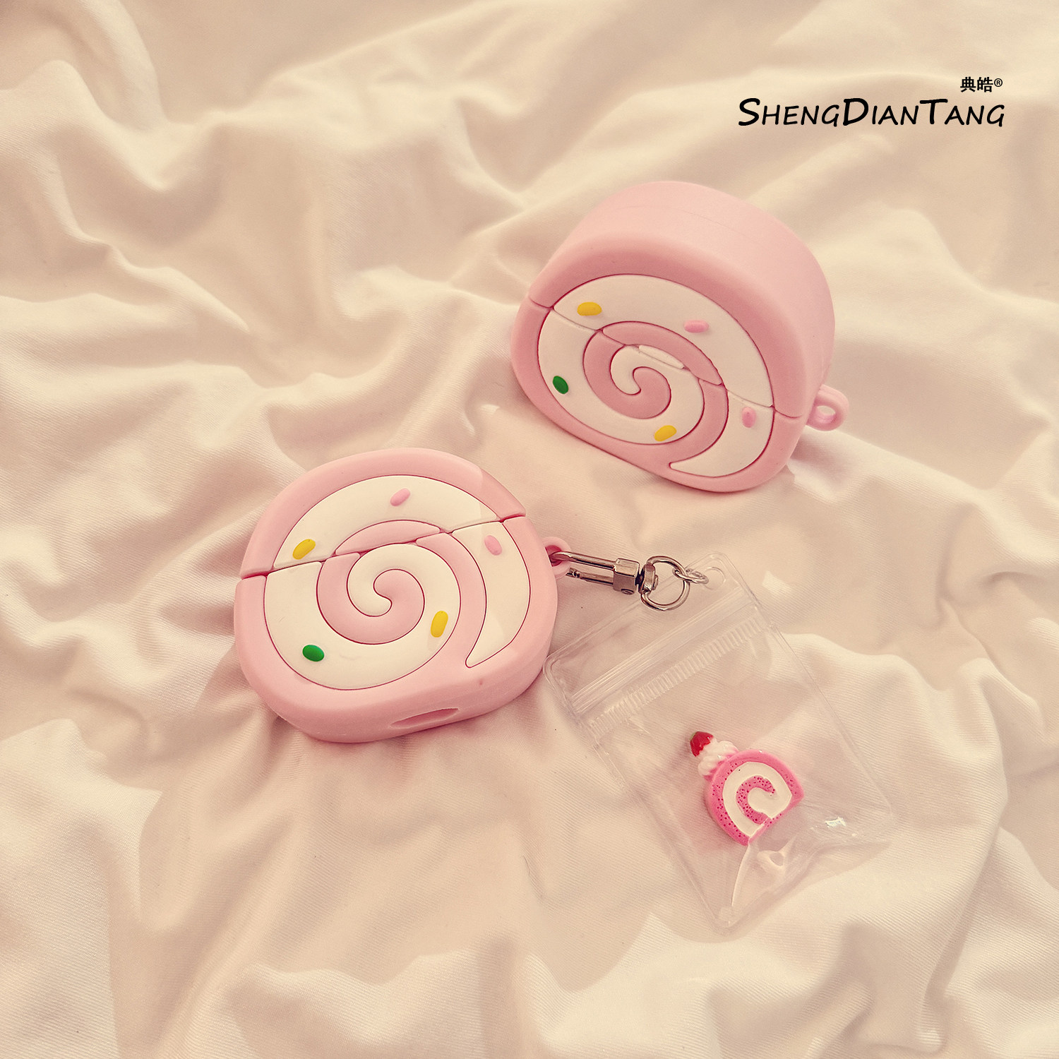 少女粉棉花糖蛋糕卷适用于苹果Airpods4保护套新款2/3代无线蓝牙耳机软壳Airpods pro创意可爱硅胶女款防摔,3C数码配件,耳机保护套,淘宝优惠券,粉丝福利购,淘宝优惠卷