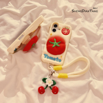 卡通立体番茄支架适用苹果16ProMax手机壳iphone16新款17Air软壳15创意14链条13女款15promax硅胶16pro保护套