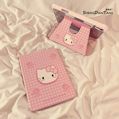 粉格子凯蒂猫适用苹果ipad保护壳