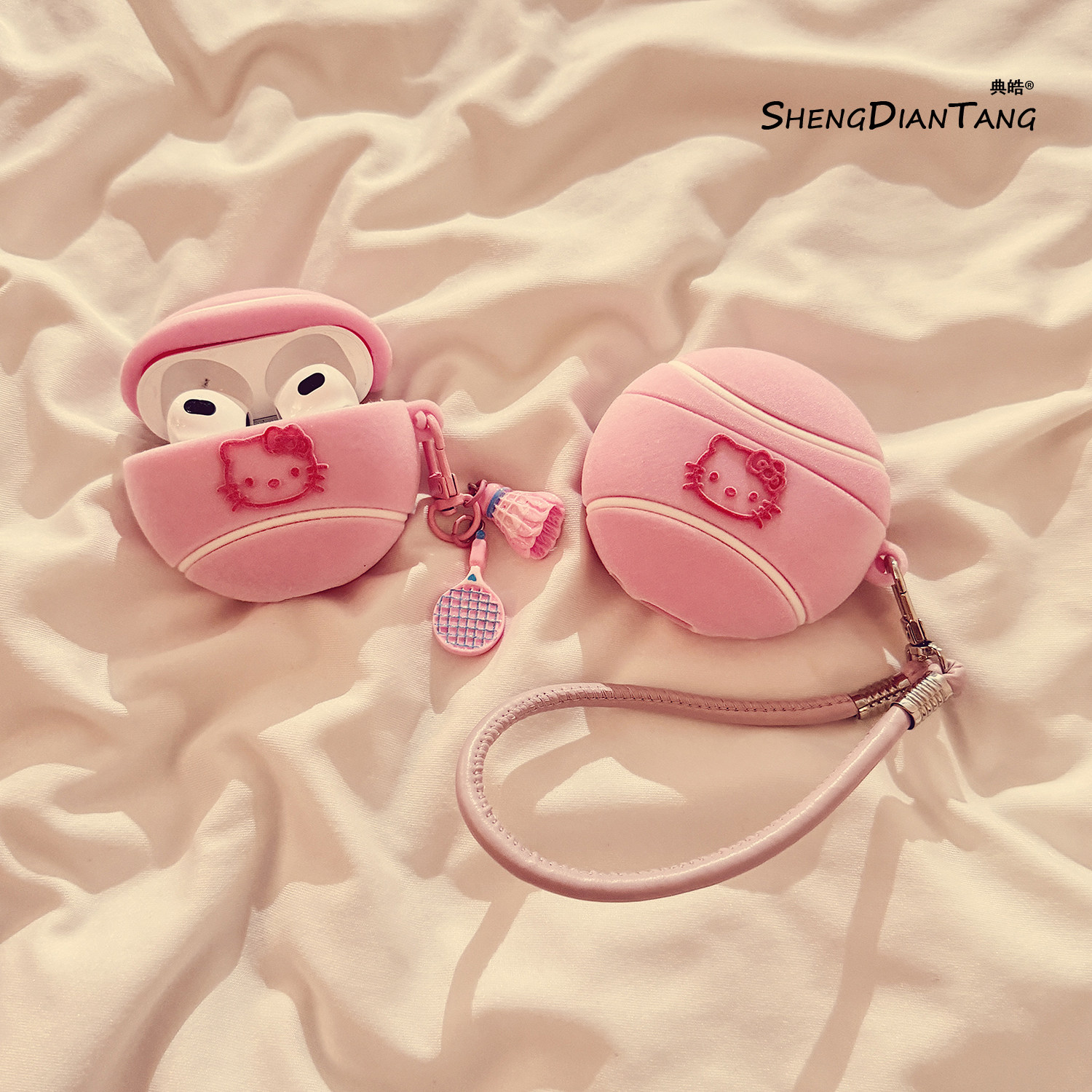 少女粉色凯蒂猫网球适用于苹果Airpods4保护套2/3代无线蓝牙耳机软壳Airpods pro创意可爱卡通硅胶女新款防摔