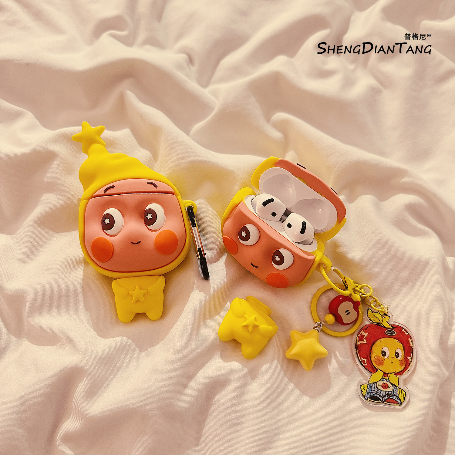 趣味立体可爱星星公仔适用于苹果Airpods4保护套新款2/3代无线蓝牙耳机软壳Airpods pro创意卡通硅胶女款防摔