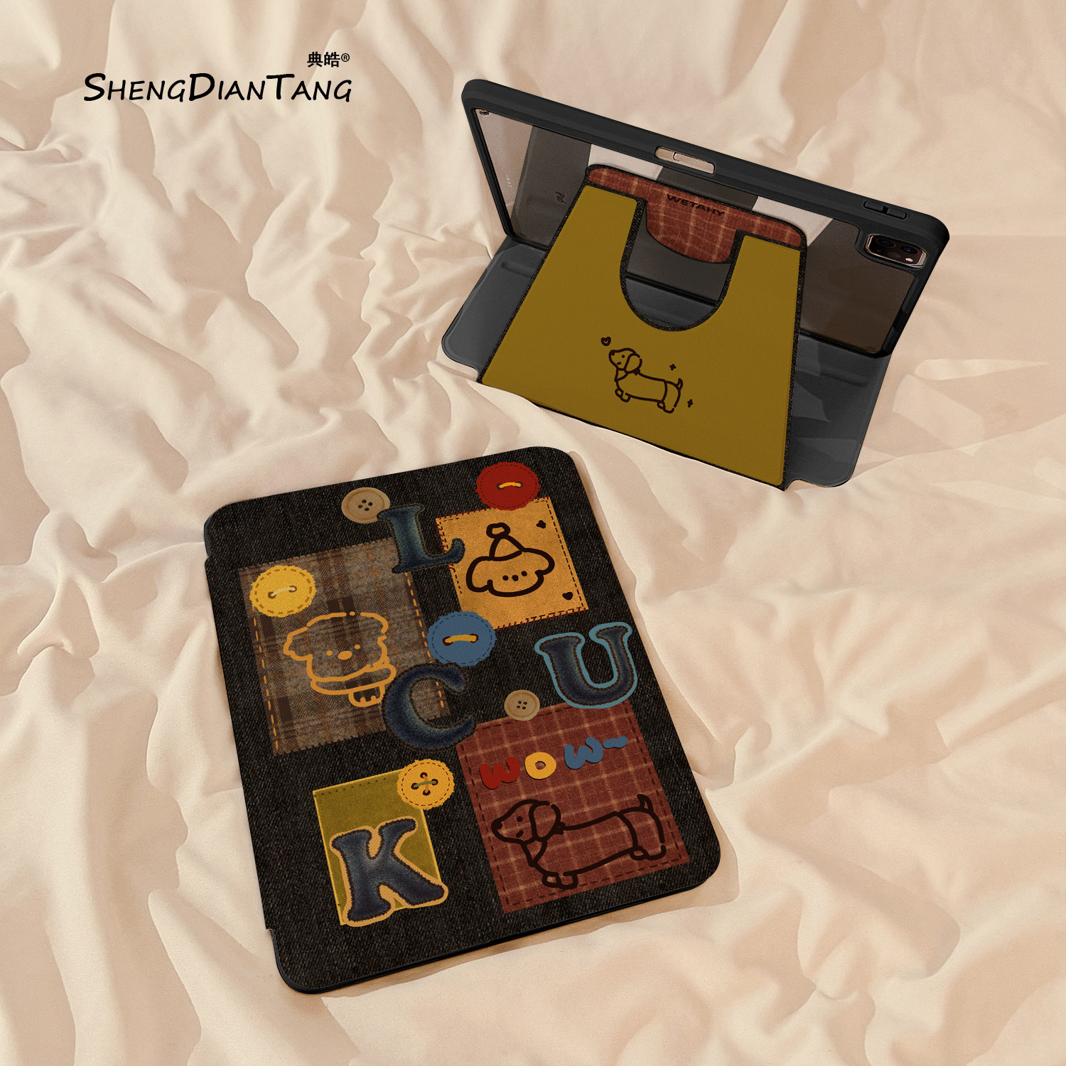 牛仔小狗拼布360旋转iPadAir7/6保护套2025新款适用苹果iPad11保护壳平板第10代Pro11寸Air5带笔槽mini7女款