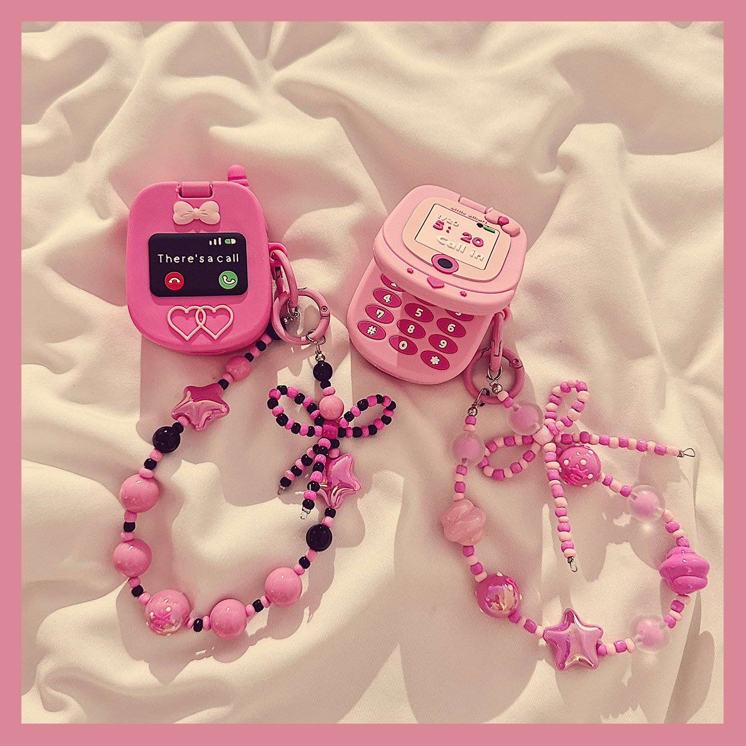 玫粉大哥大镜子适用苹果耳机套