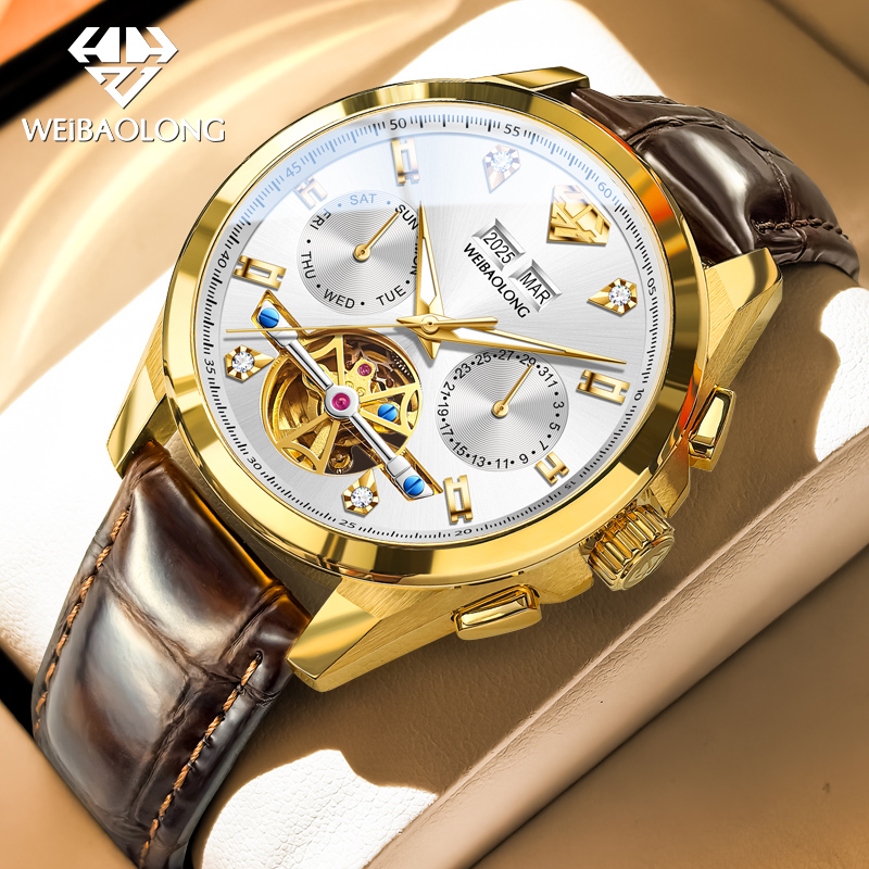 瑞士认证正品牌4颗真钻机械表男