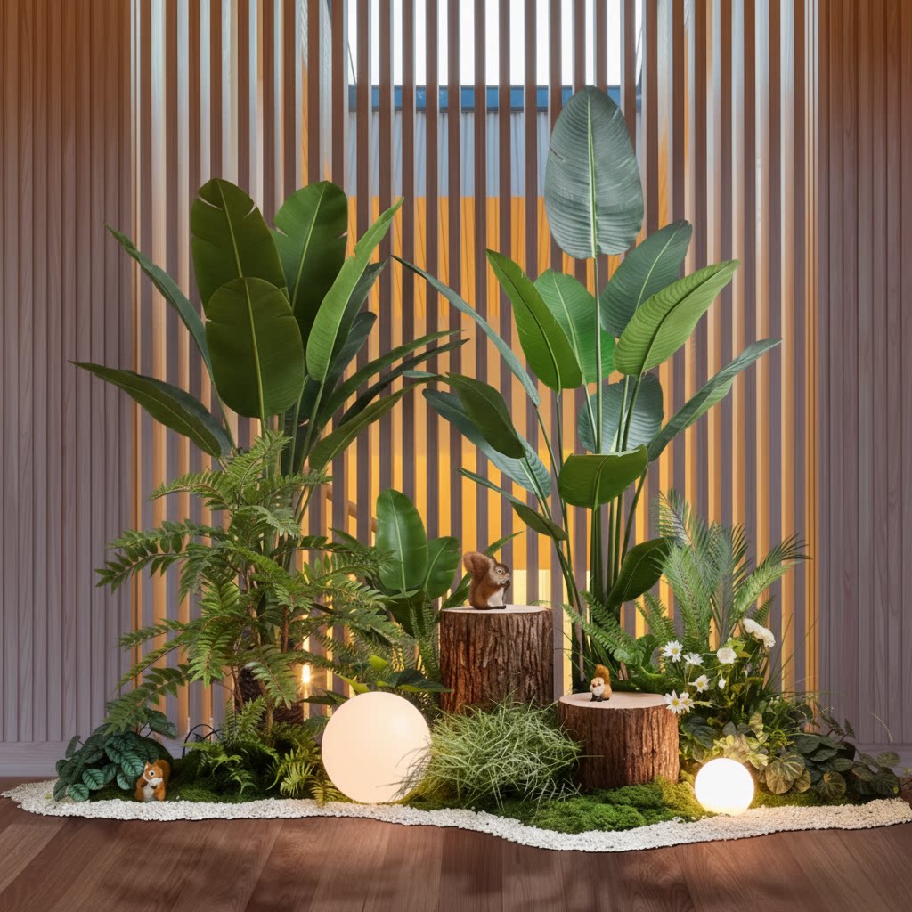 仿真绿植盆景大型室内造景组合楼梯下热带假植物景观假树装饰摆件