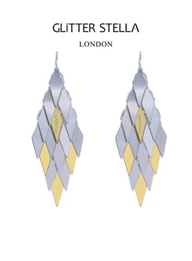 GLITTER STELLA 「流光菱羽」几何拼接小众设计感流苏耳环