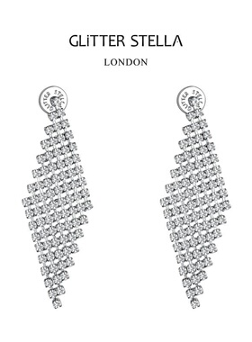 GLITTER STELLA「幻境闪钻」几何造型锆石流苏耳环