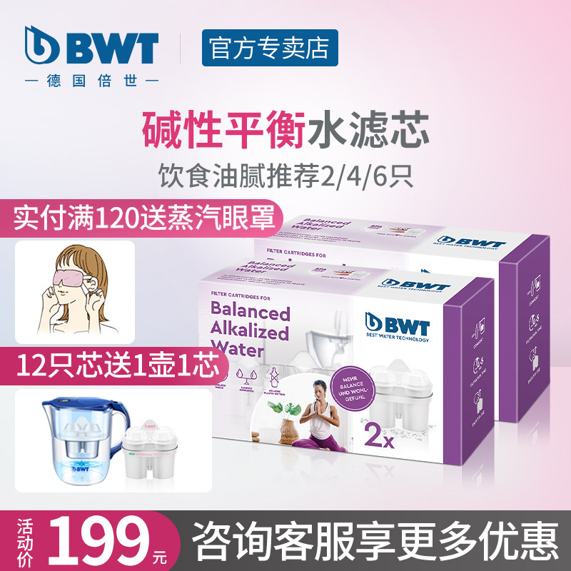 德国bwt滤水壶滤芯原装进口碱性水平衡家用净水器倍世净水壶滤芯