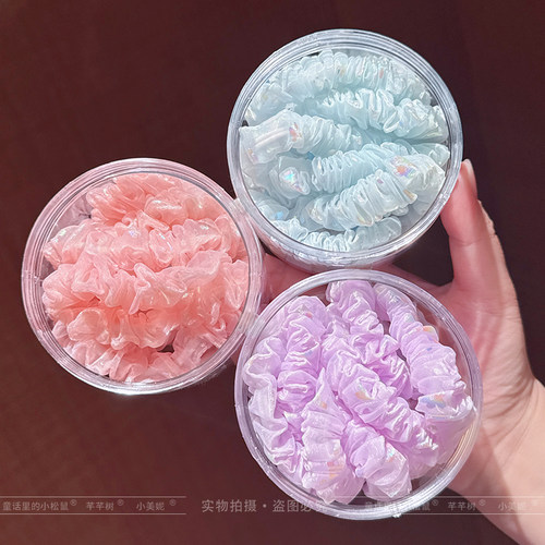 儿童甜美欧根纱气质发圈小女孩高弹力扎高马尾头绳不伤发发绳发饰