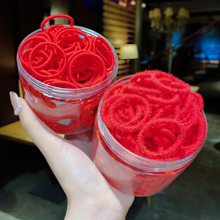 儿童皮筋新年红头绳女童宝宝扎头发不伤发过年简约发圈喜庆发饰品