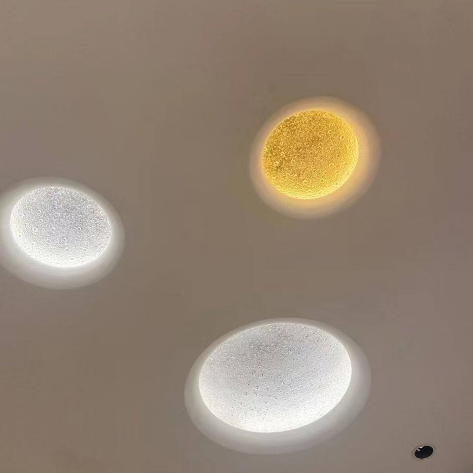 高端现代简约家装壁灯 月影石膏月球灯卧室餐厅客厅设计师灯具
