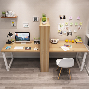 新款 简约双人电脑台式 桌家用经济家用书桌书柜书架一体组合两人办
