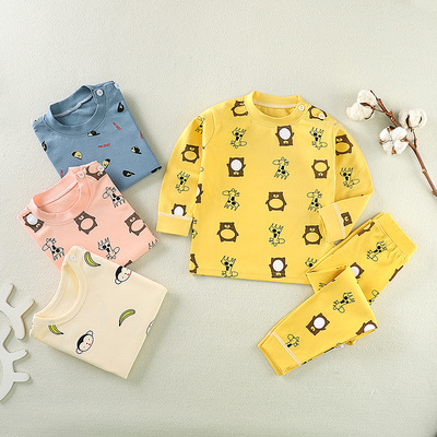 婴儿全棉保暖衣服秋衣秋裤套装