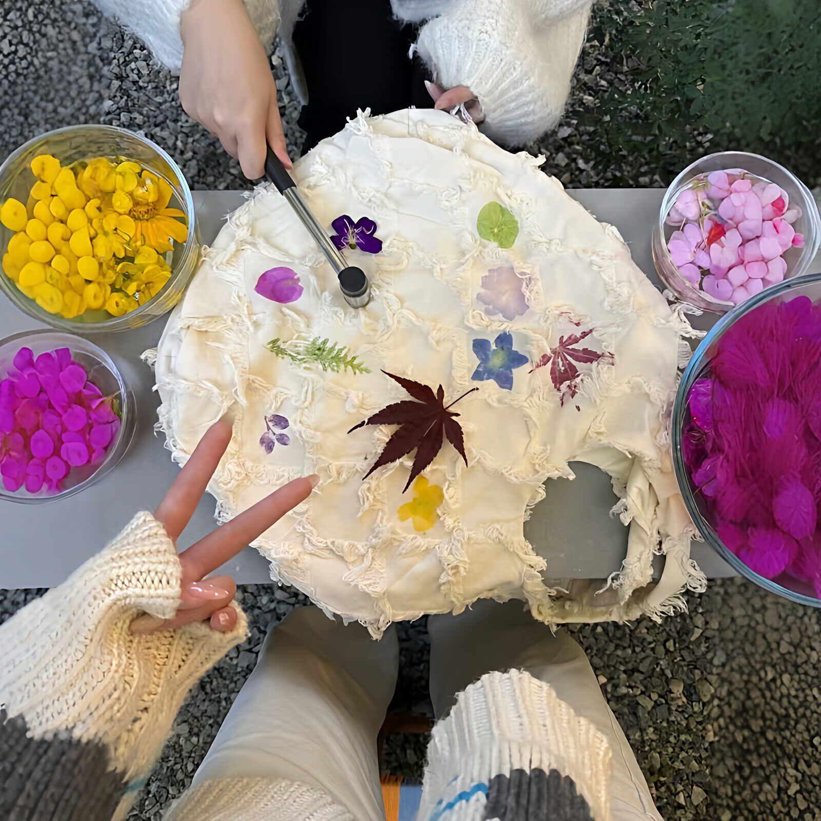 植物拓染流苏材料包云南大理非遗手工diy扎染白色帆布袋工具材料